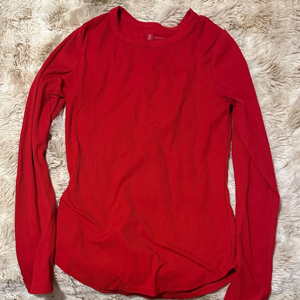 No Boundaries Vibrant Red Long Sleeve Tee